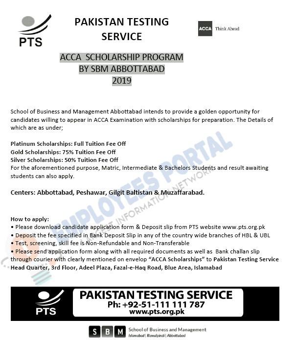 PTS Scholarship ACCA Program by SBP Abbottabad