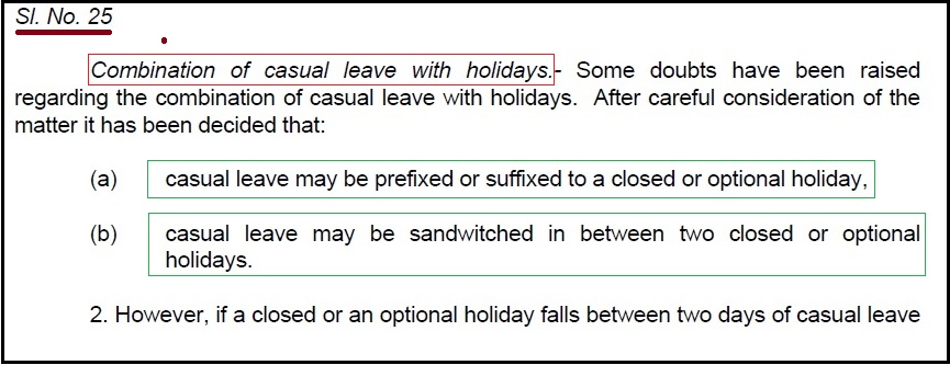 Can Casual Leave be Combined with Holidays