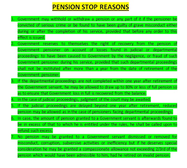Pension Stop Reasons