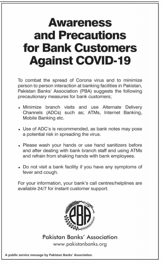 Awareness and Precautions for Bank Customers Against COVID-19