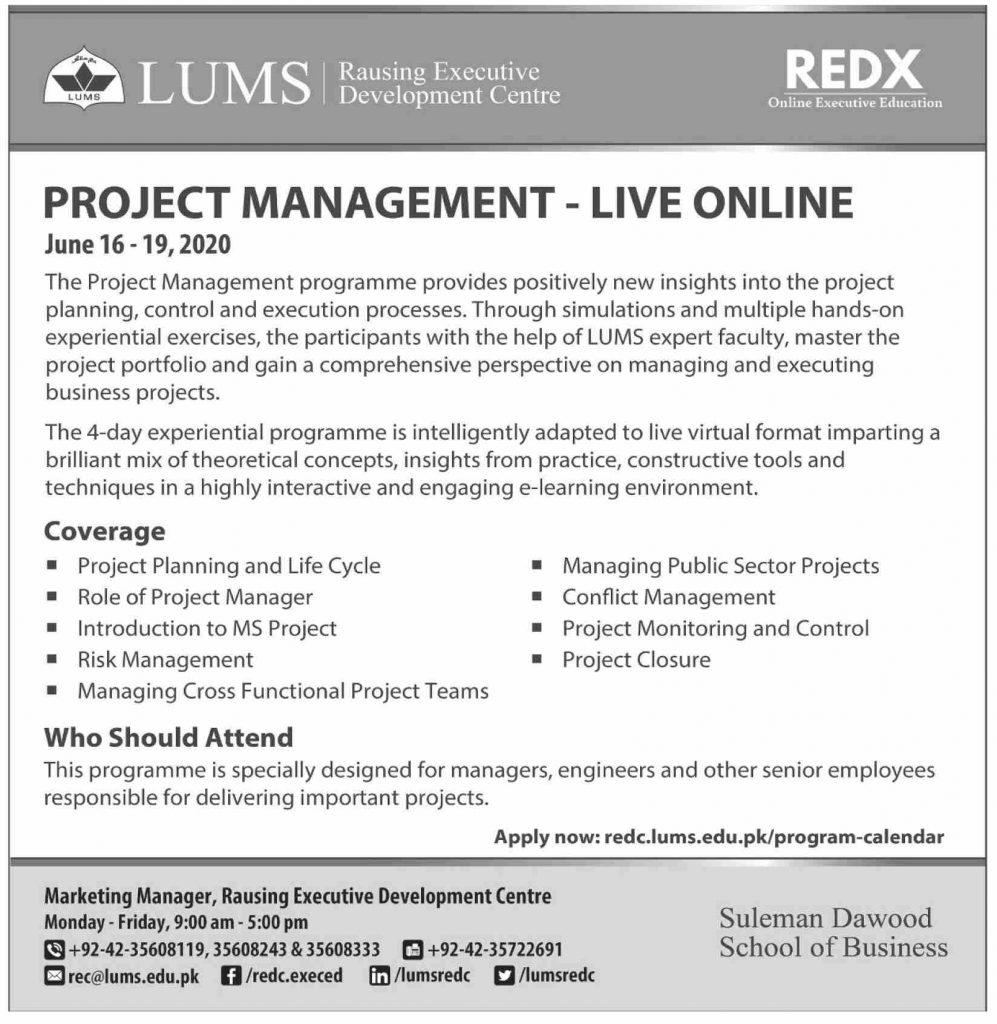LUMS Project Management Live Online
