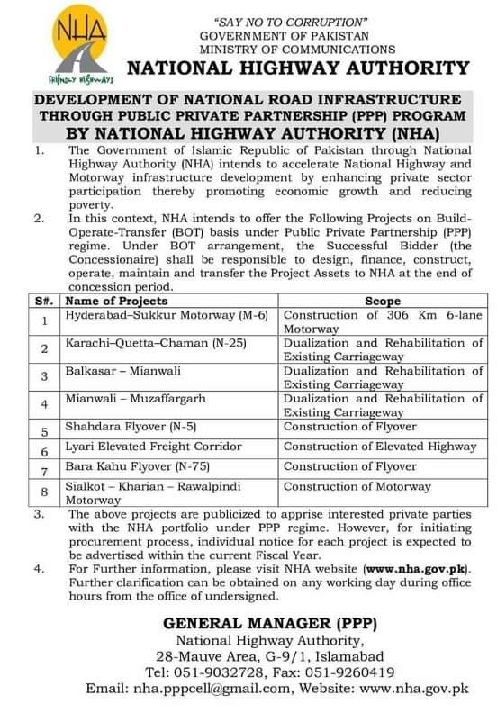 Development of National Road Infrastructure Through PPP Program By NHA