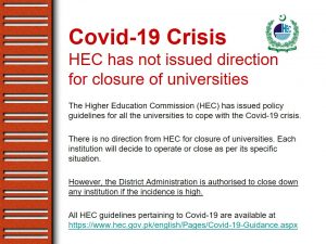 HEC Not Issued Directions For Closure of Universities