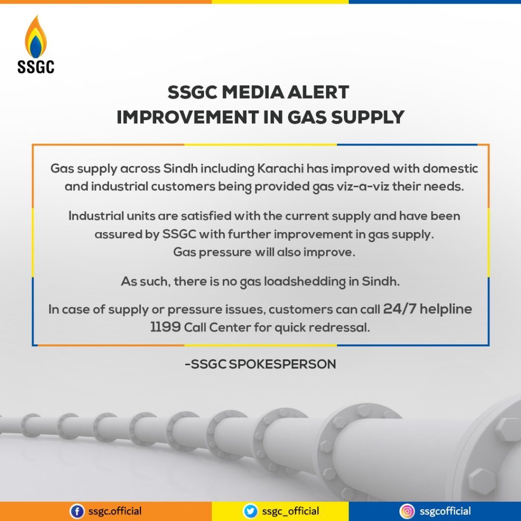 SSGC Helpline To Report Gas Pressure or Supply