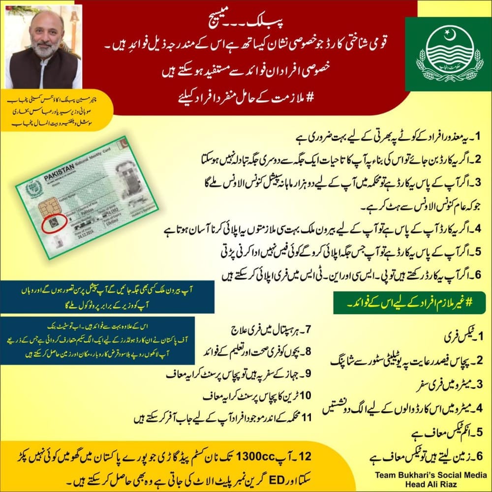 CNIC Benefits For Special Persons in Pakistan