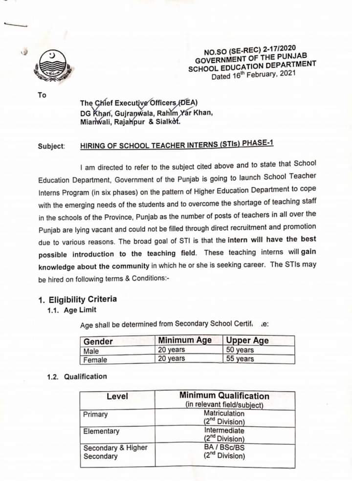 Notification of Hiring of School Teacher Interns (STI) 2021 Latest Jobs