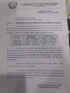 Notification of Revised Rates of Benevolent and Funeral Charges 2024 KPK