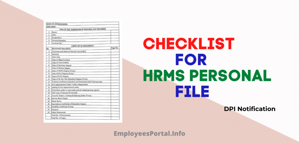 Checklist For HRMS Personal File