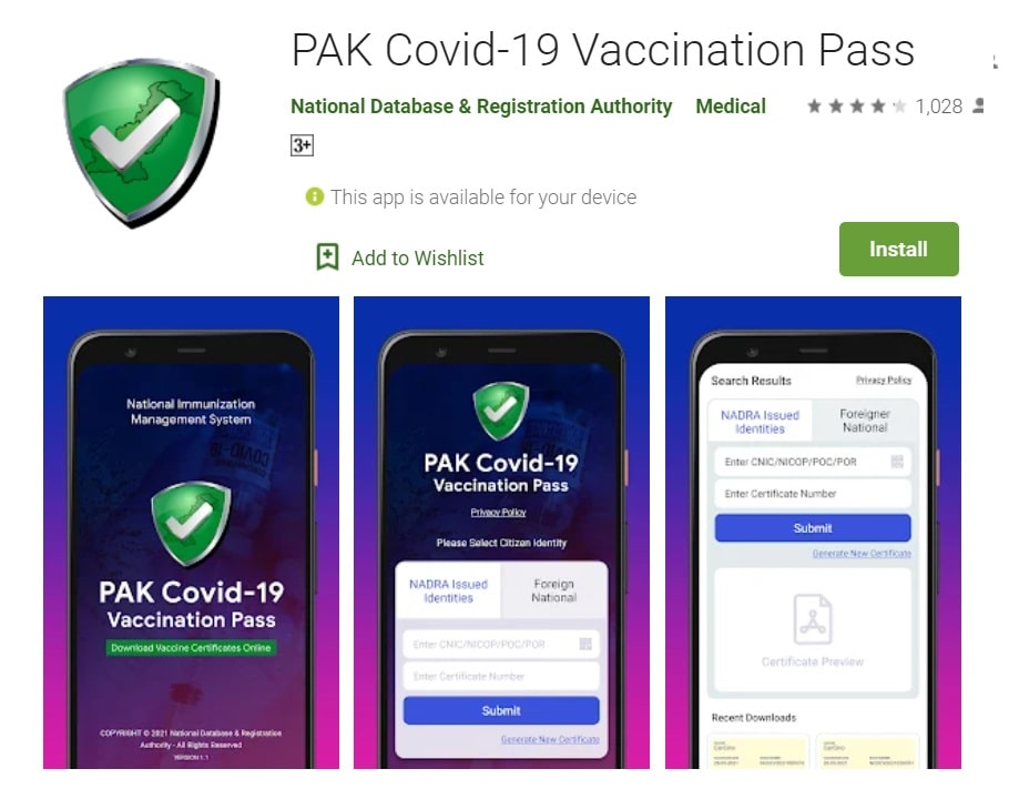 Download Covid Vaccination Card From NADRA Pak Covid-19 Vaccination Pass App
