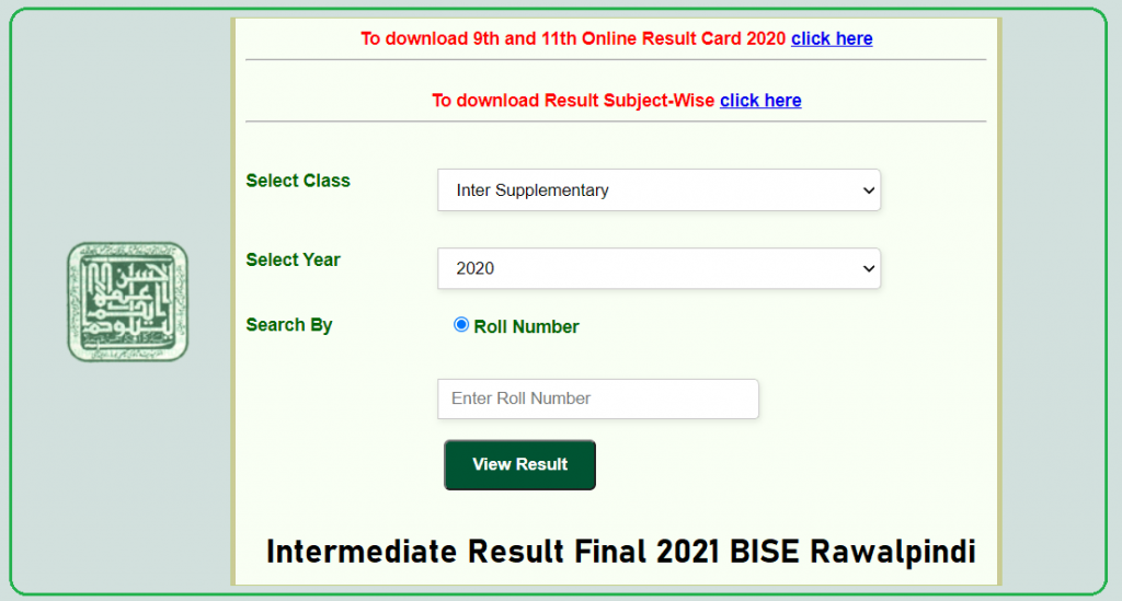 Intermediate Result Final 2021 BISE Rawalpindi
