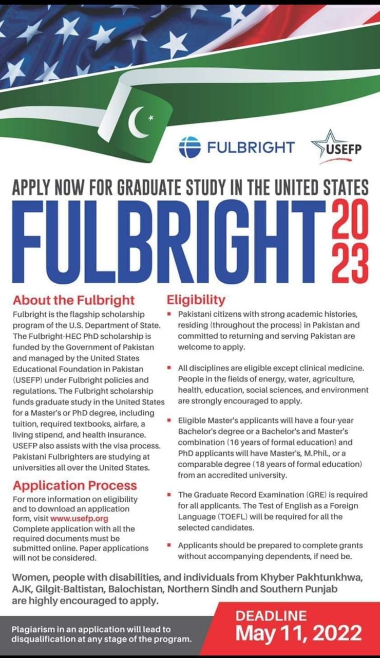 Fulbright Scholarship 2023 Pakistani Students