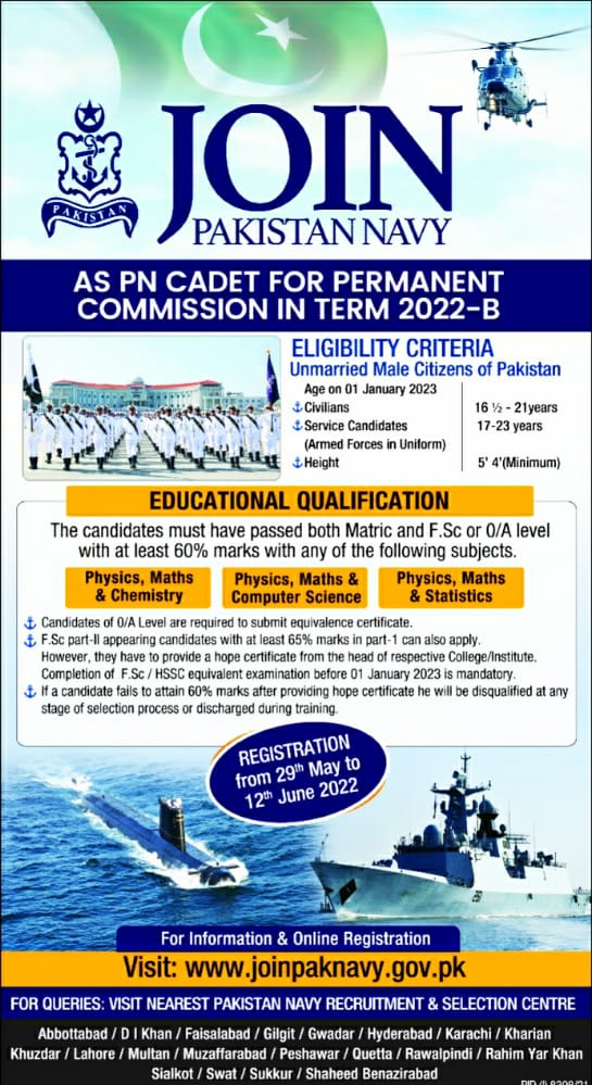 Join Pak Navy As PN Cadet 2022 Online Registration