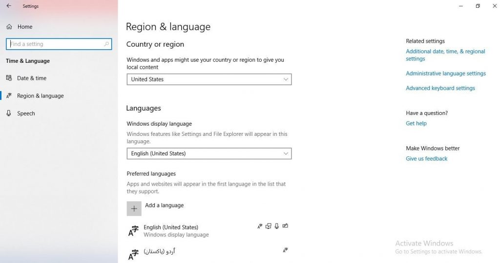 Select Preferred Language and Add a Language