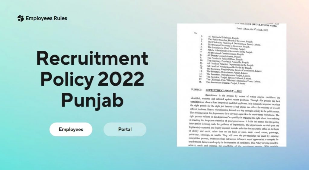 Recruitment Policy 2022 Punjab