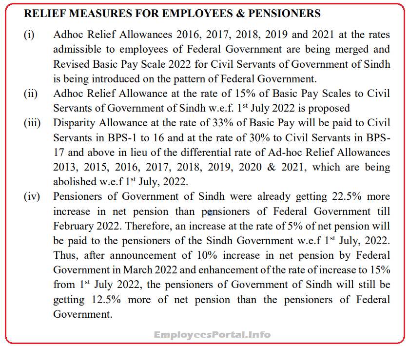 Sindh Govt Budget 2022-23 Salary Pension Increase