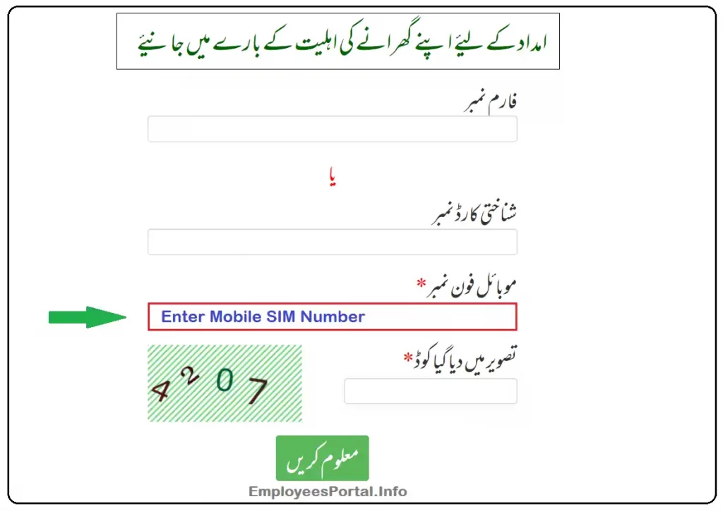 Ehsaas 8171 Registration Through Mobile SIM Card