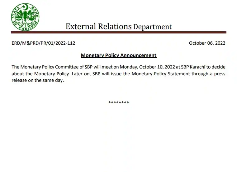 SBP Monetary Policy in Pakistan 2023