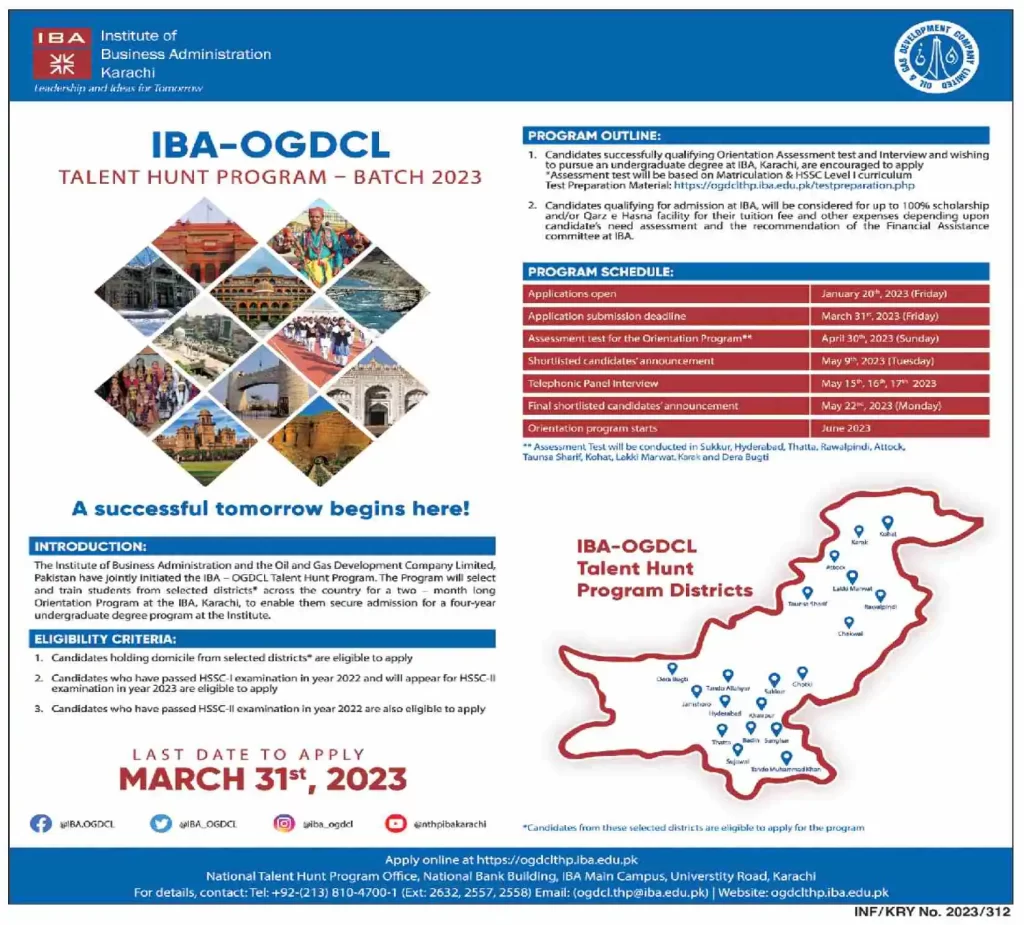 OGDCL Talent Hunt Program 2023 IBA Karachi