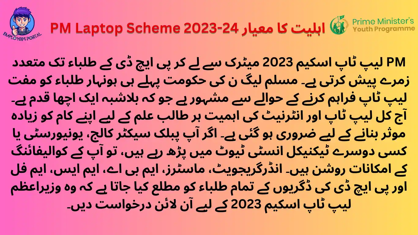 PM Laptop Scheme 2023-24 Eligibility Criteria