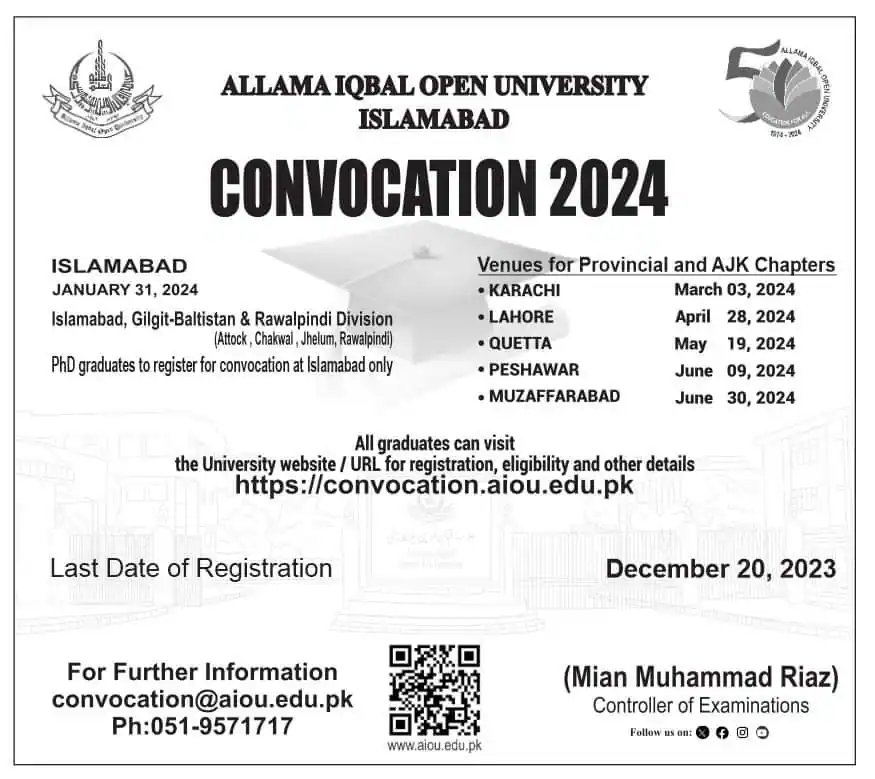 AIOU Gold Medal Announcement For Undergraduate Students